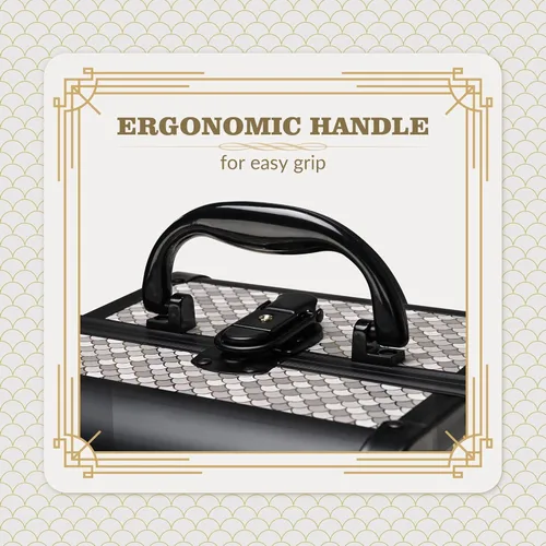Miniatura 3 de BYOOTIQUE estuche rodante para maquillaje 4 en 1, con cerradura, maletín tipo trolley para cosméticos, con 4 ruedas extraíbles, organizador de viaje