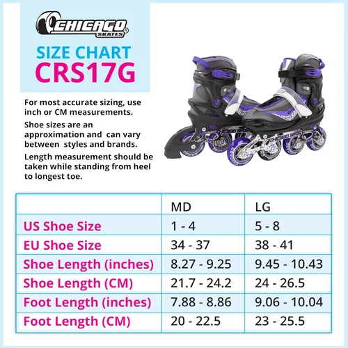 Miniatura 6 de CHICAGO Skates Patines ajustables para niños en línea Púrpura
