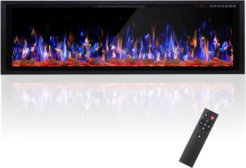Miniatura 9 de BOSSIN - Chimenea eléctrica lineal ultrafina y silenciosa de 60 pulgadas, chimenea empotrada y montada en pared, compatible con montantes de 2 x 4