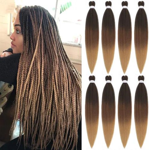 Miniatura 62 de Alrence Cabello estirado para hacer trenzas, trenza larga de 30 pulgadas, 8 paquetes, extensiones profesionales de trenzado de cabello sintético, 1b#