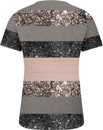 Miniatura 71 de Summer Shirts for Women 2025 Plus Size Short Sleeve Henley Tops Marble Floral Loose Tshirt Tee Casual Dressy Tunics