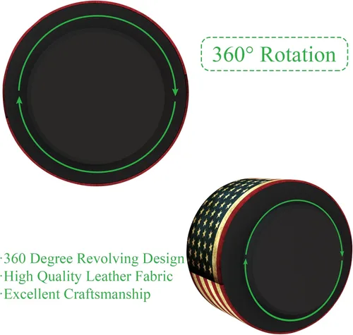 Miniatura 4 de Organizador Redondo de Cuero para Suministros de Arte, Soporte para Control Remoto, Rotación de 360 Grados, Soporte Multifuncional para Lápices