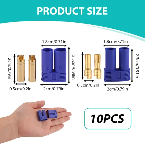 Miniatura 2 de 5 pares de conectores de batería EC5 Banana Plug Adaptador hembra macho de 0.197 in Conector de bala dorada para EC5 RC ESC LIPO Dispositivo