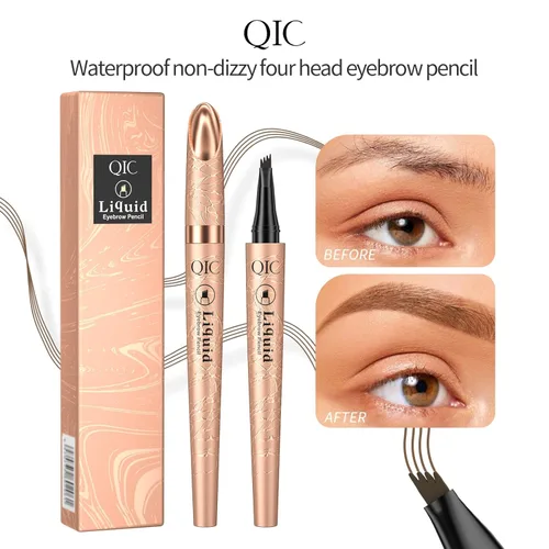 Miniatura 5 de Yulinlon Q706 Bolígrafo para cejas, de 4 puntas, maquillaje de cejas preciso, duradero e impermeable (1# Marrón claro)