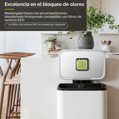Miniatura 9 de Cubo de basura EKO Madison de 50 litros/13.2 galones con revestimiento interior, color blanco mate - Acabado resistente a las huellas dactilares