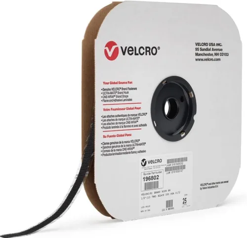 VELCRO Brand Rollo de cinta adhesiva a granel de tamaño empresarial de 75 pies, solo lado del gancho, adhesivo sensible a la presión trasera, para