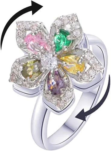 Sunflower Ring Spinning Fidget Rings for Anxiety Open Adjustable Spinner Sun Ring Creative Relieving Stress Rotating Jewelry