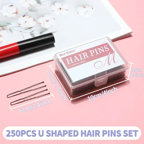 Miniatura 2 de Mia Klein Horquillas para el cabello en forma de U, 2.4 pulgadas, 250 unidades, horquillas profesionales para mujeres, niñas y salones