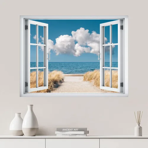 Miniatura 52 de SIGNWIN Adhesivo de pared removible/mural de pared para ventana, vegetación exuberante y árboles iluminados por el sol, fotografía, realismo