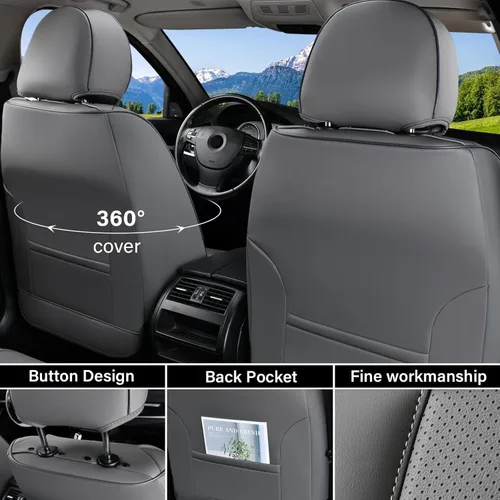Miniatura 4 de Coverado Juego completo de fundas universales para asiento de automóvil, 5 asientos universales para automóviles, fundas impermeables de piel
