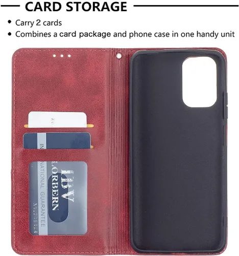 Miniatura 5 de Funda con tapa para Xiaomi Redmi Note 10 4G/Note 10S, Rhombus Patrón Premium Cartera de cuero Kickstand Cubierta de cierre magnético Rojo