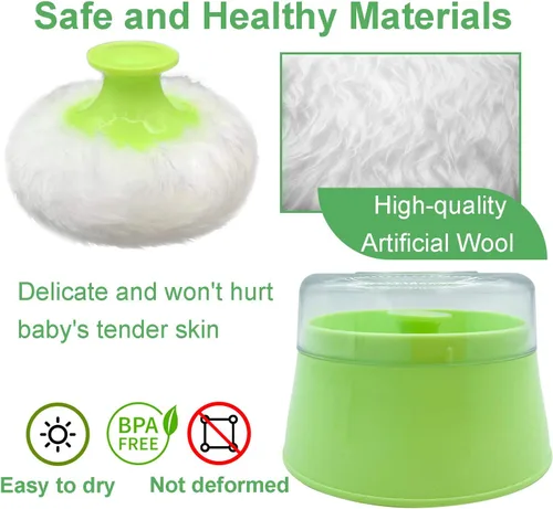 Miniatura 4 de Caja de soplo de polvo de bebé sin BPA, grande de 2.8 pulgadas, estuche de polvo esponjoso para después del baño, contenedor de polvo