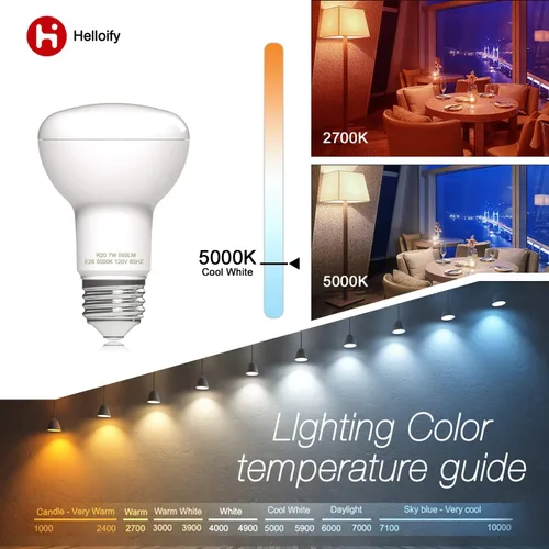 Miniatura 2 de helloify Bombilla LED regulable R20/BR20, 7 W, equivalente a 50 W, luz blanca diurna de 5000 K, 600 lm cada una, lámpara de ahorro de energía