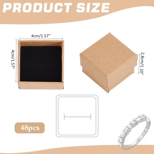Miniatura 4 de PH PandaHall Paquete de 48 cajas de regalo para anillos, cajas de regalo de joyería de 1.5 x 1.5 x 1.1 pulgadas, caja de joyería cuadrada de cartón