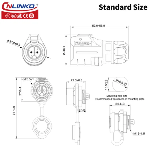 Miniatura 4 de CNLINKO Conector Circular de Panel IP68 M16 de Plástico de 3 Pines Macho y Hembra Eléctrico Impermeable Arnés de Cables Automático Soldadura