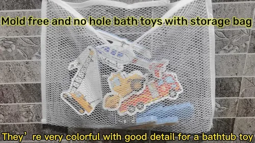 Miniatura 6 de Juguetes de baño de espuma para niños pequeños, 29 piezas de vehículos, calcomanías de baño con bolsa de almacenamiento, bañera flotante educativa