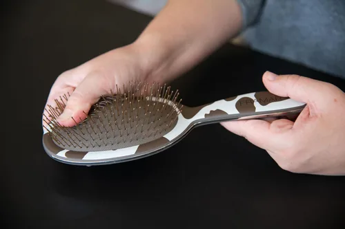 Miniatura 5 de FRAMAR Cepillo para desenredar el cabello con estampado de vaca, cepillo desenredante para mujeres, cepillo para cabello mojado para niñas, cepillo