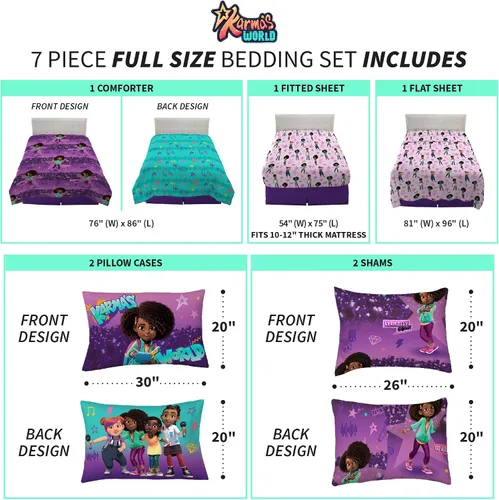 Miniatura 3 de Franco - Juego de edredón y sábanas reversibles de microfibra, supersuave y acogedor, para niños, con funda, 7 piezas, tamaño matrimonial, El mundo