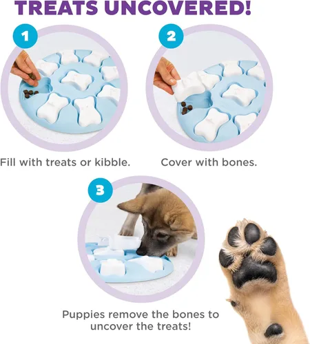 Miniatura 3 de Nina Ottosson by Outward Hound Puppy Smart - Juguete interactivo de rompecabezas de premios para perros, color azul Puppy Smart (azul claro)