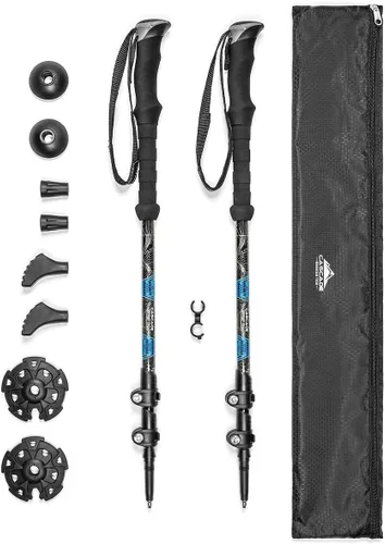 Miniatura 10 de Cascade Mountain Tech - Bastones de senderismo de fibra de carbono, bastones para caminar o hacer senderismo con seguros ajustables rápidos Verde