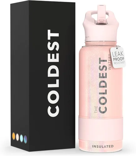 Miniatura 50 de Coldest - Botella para agua con tapa que incluye pajilla, térmica y metálica (acero inoxidable), para hombres y mujeres, color morado