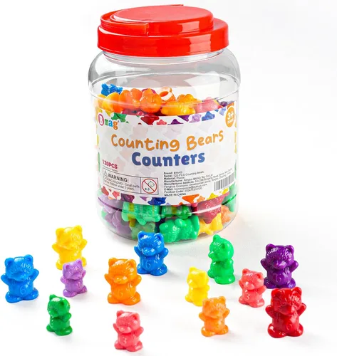 Bmag 120 piezas de manipuladores matemáticos de osos para contar (60 osos grandes y 60 pequeños en 12 colores), juguetes de clasificación de colores