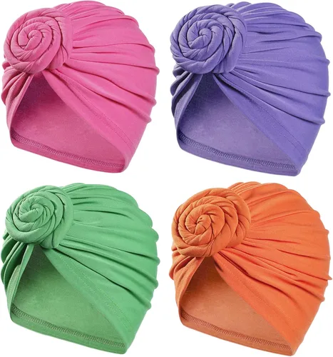 Stretch Turban Hats for Women - African Knot Headwraps Soft Pre Tied Bonnet Hair wrap Pretied for Black Women