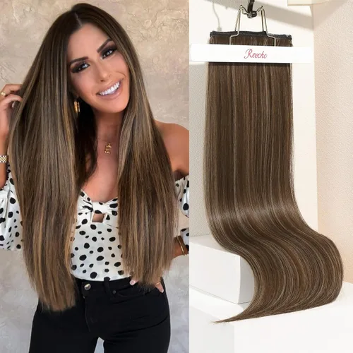 Miniatura 22 de REECHO Extensiones de cabello con pinzas, extensiones de cabello grueso y largo, extensiones de cabello sintético ligero para mujer, 24 pulgadas a