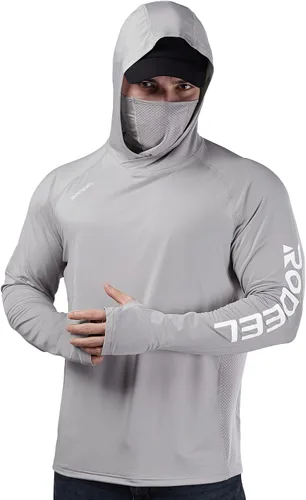 Miniatura 9 de Rodeel - Camisa de pesca para hombre con manga larga, UPF 50+, rendimiento de alto rendimiento para senderismo, con máscara, protección UV
