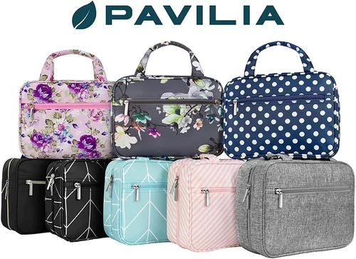 Miniatura 7 de PAVILIA Neceser Colgante Bolsa de Viaje para Mujeres y Hombres, Organizador de Cosméticos Plegable, Bolsa de Maquillaje Resistente al Agua