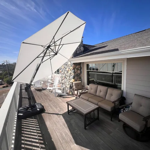 Miniatura 26 de PURPLE LEAF Sombrilla de Patio de 8 Pies para Exteriores Sombrilla Cantilever Cuadrada de Aluminio Sombrilla Offset con Rotación de 360 Grados