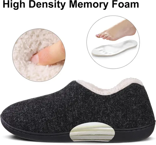 Miniatura 3 de Leisurely Pace Pantuflas de invierno de espuma viscoelástica para mujer espalda cerrada forro polar pantuflas para interiores y exteriores