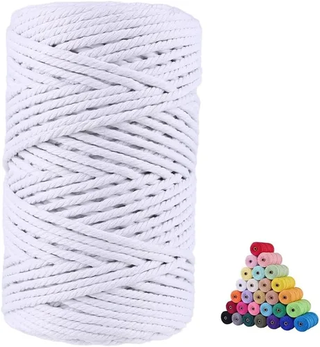 FLIPPED Cordón de macramé 100% de algodón natural, 5 mm x 110 yardas, cuerda de macramé de algodón de colores para manualidades, para tejer, colgar