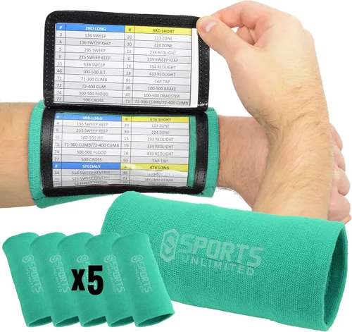 Miniatura 54 de Sports Unlimited Banda Instructora Triple para Adultos, Muñequeras de Fútbol para Jugadas, Muñequeras de Béisbol, Bandas de Brazo QB Negro