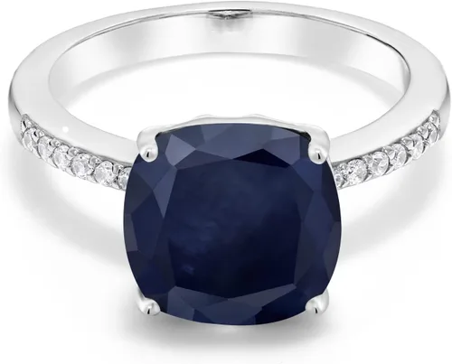 Miniatura 8 de Gem Stone King Anillo de compromiso de plata de ley 925 con piedra preciosa de corte cojín de 0.39 pulgadas Anillo de compromiso de aniversario
