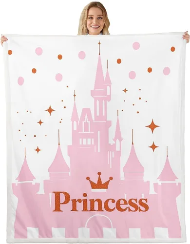 Miniatura 27 de Princess Flannel Blanket All Seasons,Rainbow Cloud Stars Butterfly Bed Blanket for Kawaii Home Decor,Dreamy Fairy Tale Castle Blanket for Kids Girls