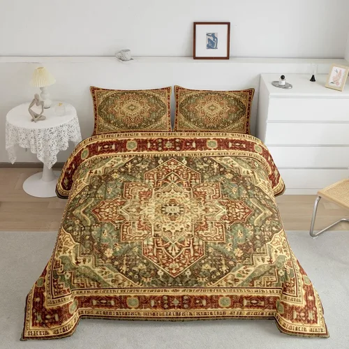Miniatura 27 de Erosebridal Oriental Bedding - Juego de edredón vintage para cama individual, diseño floral persa, bohemio, tribal, tradicional, estético
