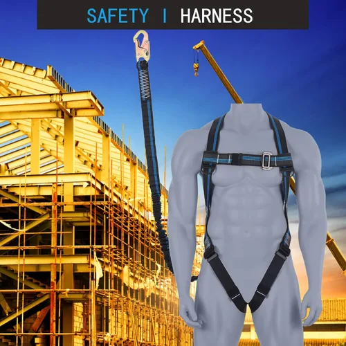 Miniatura 7 de Kit de protección contra caídas de arnés de seguridad, arnés de seguridad de cuerpo completo de 3 puntos con cordón interno de absorción de impactos