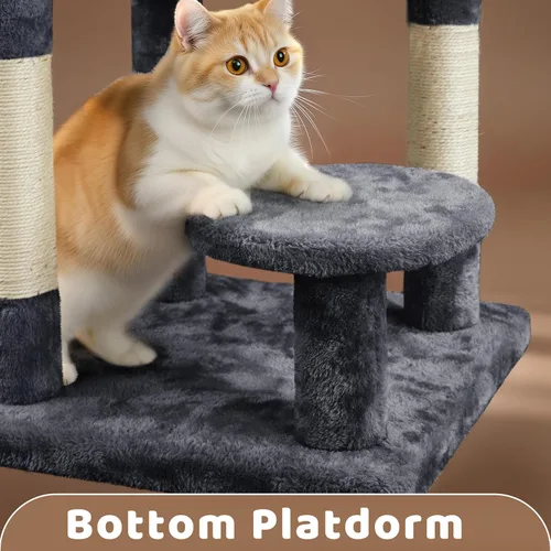 Miniatura 5 de Yaheetech Torre de árbol para gatos de 46 pulgadas Centro de actividades para interiores de varios niveles con amplios condominios, postes