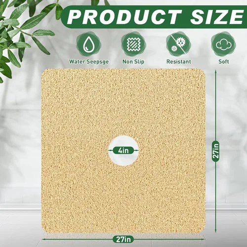 Miniatura 2 de Tapete de ducha antideslizante, 27 x 27 pulgadas, extra grande, con drenaje, tapete cuadrado suave, tapete de ducha para baño, sin ventosas (beige)