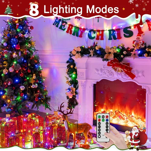 Miniatura 3 de Tira de luces de Navidad para exteriores, 8 modos, multicolor, 394 pies, 1200 LED