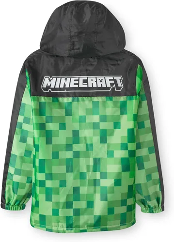 Miniatura 3 de Minecraft Chaqueta impermeable con capucha y forro polar para niños, Verde