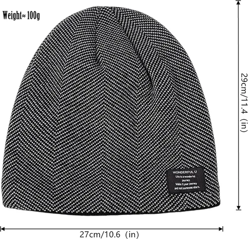 Miniatura 4 de HiRui Gorros de invierno para hombres y mujeres, gorro de punto con forro polar cálido y holgado