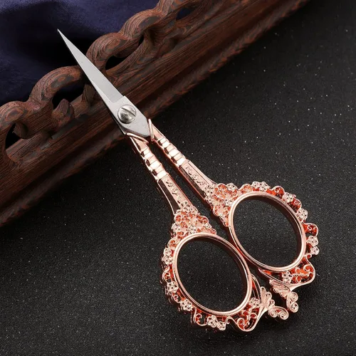Miniatura 9 de Tijeras de costura, tijeras de bordado, tijeras de ganchillo de oro rosa de 4.5 pulgadas con funda para manualidades, punto de cruz, costura, obras