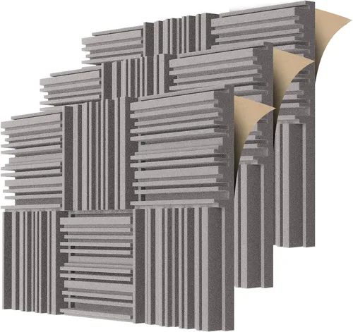 Miniatura 9 de TroyStudio Paneles de espuma acústica autoadhesivos, 12 x 12 x 2 pulgadas, 18 piezas de espuma absorbente de sonido de banda ancha, azulejos Negro