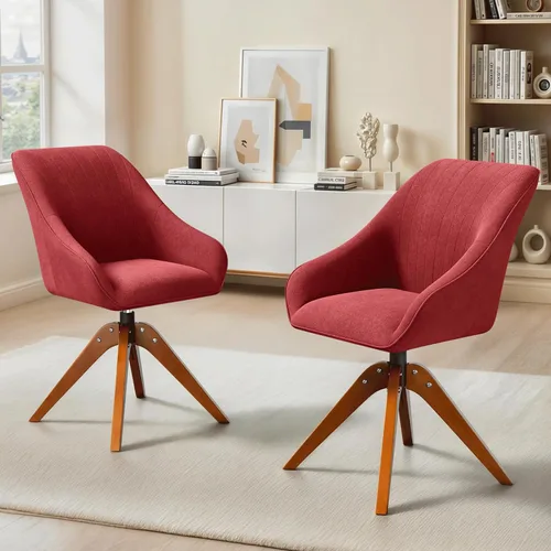 Miniatura 11 de MoNiBloom Silla giratoria decorativa, sillón moderno de mediados de siglo con patas de madera maciza, silla de escritorio de oficina en casa, sin