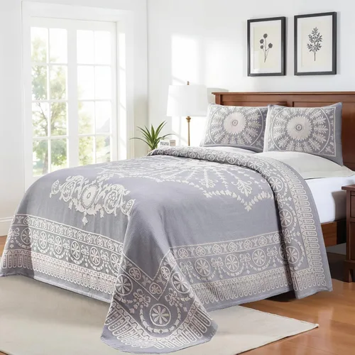 Miniatura 20 de Superior Juego de colcha de mezcla de algodón de 3 piezas, manta ligera, 2 fundas de almohada a juego, ropa de cama a medida, dormitorio Berry Red