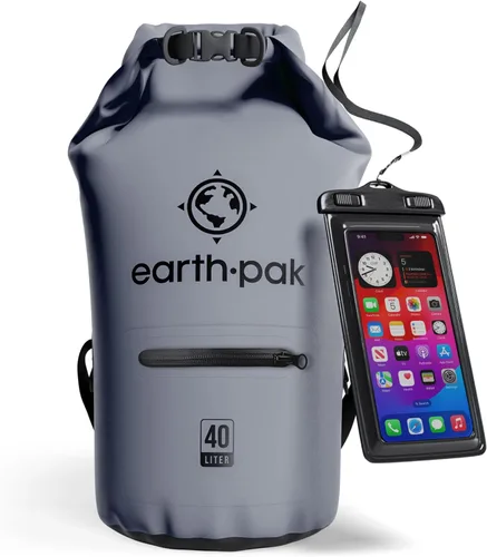 Miniatura 32 de Earth Pak Bolsa seca impermeable con bolsillo con cremallera, mochila impermeable para mantener el equipo seco Amarillo