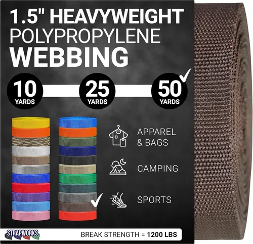 Miniatura 8 de Strapworks Heavyweight Polypropylene Webbing - Heavy Duty Poly Strapping for Outdoor DIY Gear Repair, 1.5 Inches