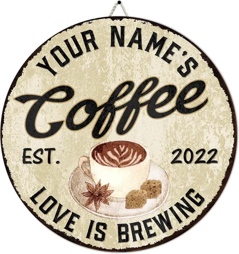Miniatura 26 de Artsy Woodsy Letrero personalizado de madera para barra de café (no tallada o neón), placa de pared para decoración de cocina, regalos 01